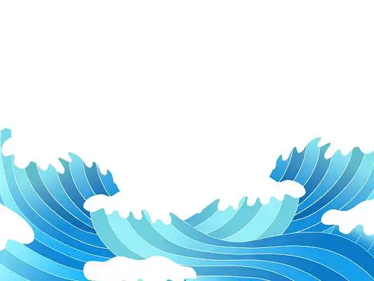 卡通浪花波浪大海海浪png素材元素蓝色剪影人物海浪扁平游泳元素png