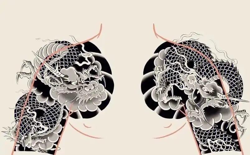 老传统半甲纹身手稿素材