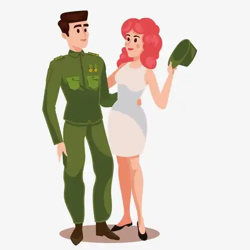 矢量军人情侣免抠素材免费下载_觅元素51yuansu.com