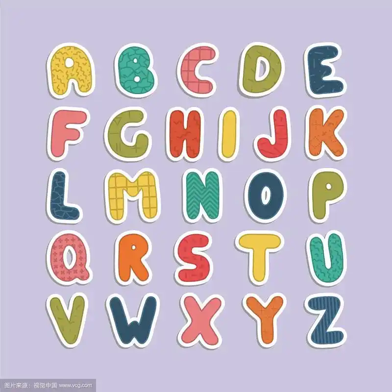 卡通搞笑字体彩色英语宝宝字母表