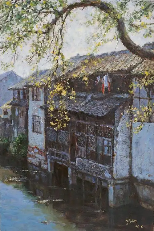 【古镇水乡】拍卖品_图片_价格_鉴赏_油画_雅昌艺术品拍卖网