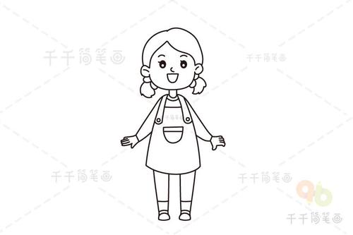 简笔画小女孩教程