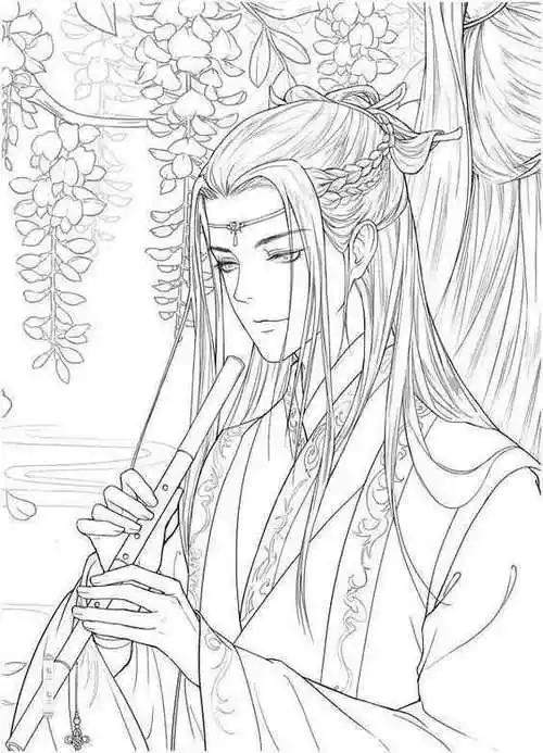 古风男子手绘线稿,临摹学画