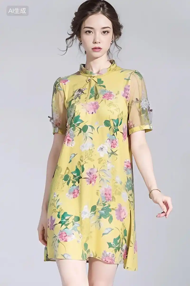 国风真丝连衣裙.