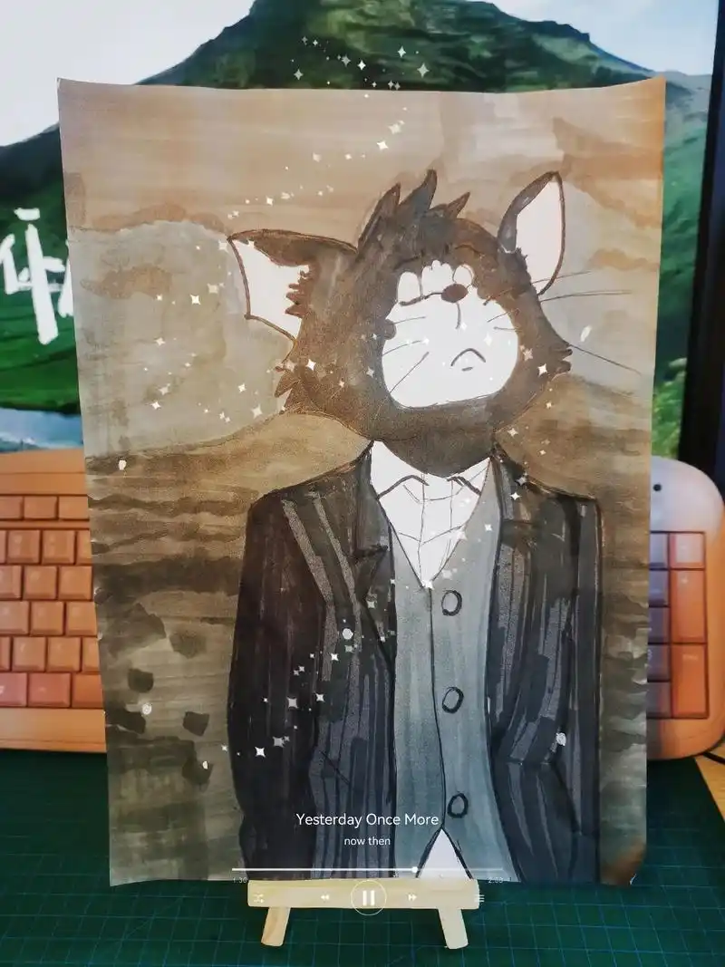 挑战画画打开100天(18/100)穿西服的汤姆猫来了.今天 - 抖音