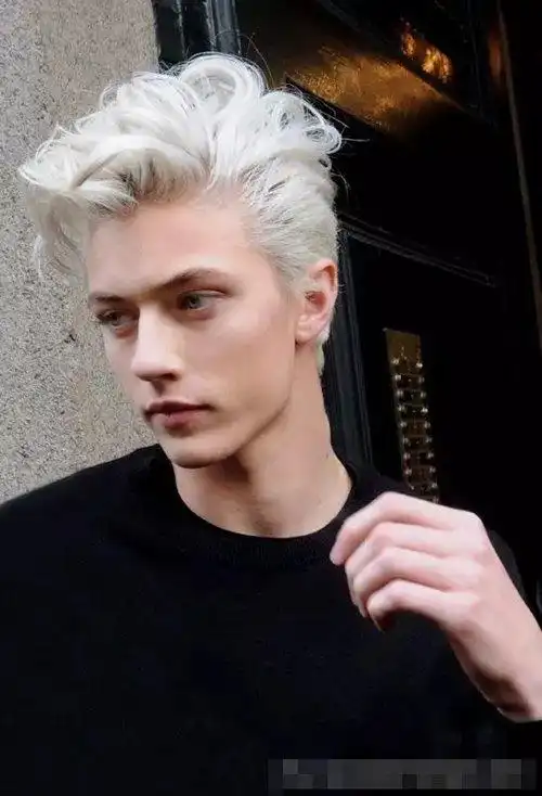 国外男生短头发染银白头发颜色