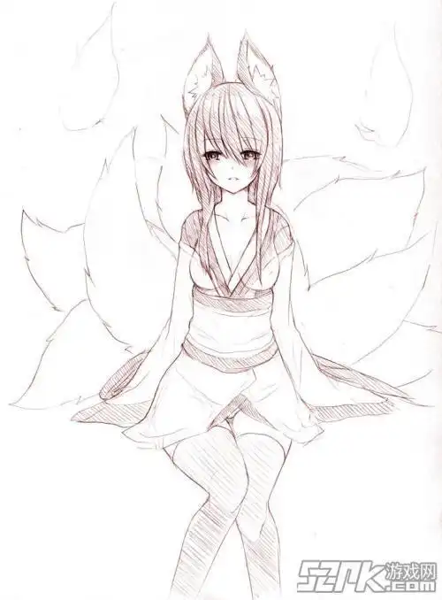 妖猫女孩简笔画