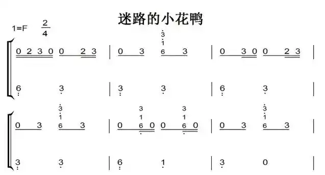 迷路的小花鸭 钢琴谱 小学幼儿 简单版 带试听 赠五线谱指法 下载