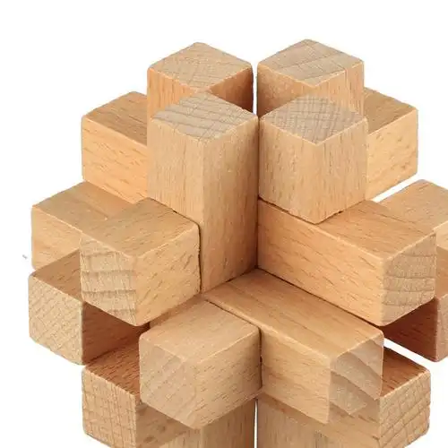 12柱 新款精品榉木古典益智玩具鲁班孔明锁 趣味解锁礼物图片