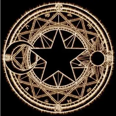 求一个魔法阵,外围要求是圆,里面的阵图越复杂越好,最好是金色的,希望