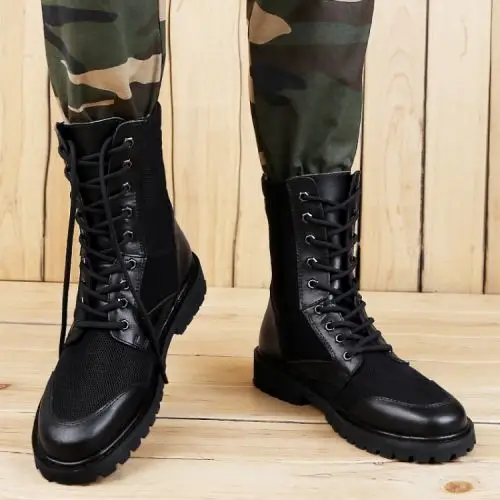 zg内增高6cm长筒军靴男夏季透气特种兵轻薄特战靴超轻战斗靴轻便