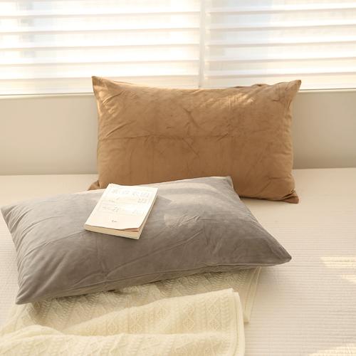 在耳边简约天鹅绒枕套冬季加厚枕头套双面绒单只信封式枕套48*74