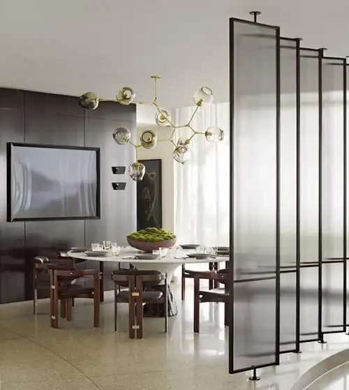 入户北欧屏风钢化玻璃瓦楞工艺艺术隔断椭圆网红适用于玄关