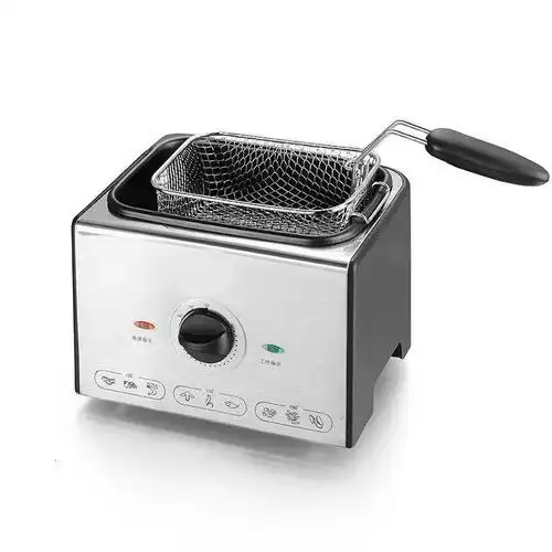 df27电炸锅小型油炸锅炸炉 1l1.5l2l家用炸薯条机 圆形2.0l内胆不可拆