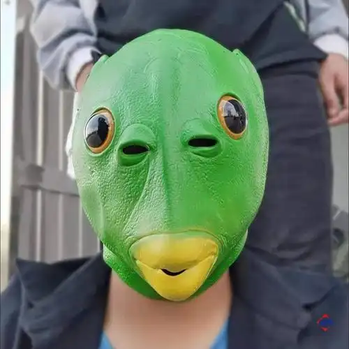 鱼头套绿鱼头套面具抖音网红同款绿头鱼头套绿鱼人面具怪怪鱼搞笑头套