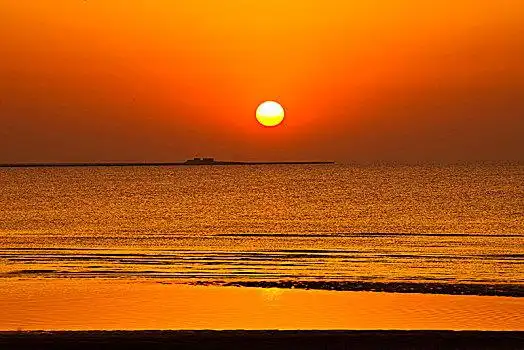 日出,大海,港口,太阳,壮观,温暖