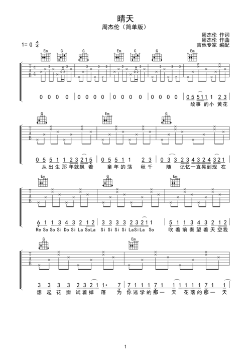 19:49:34制谱吉他专家本谱选调g调分类华语男歌手周杰伦