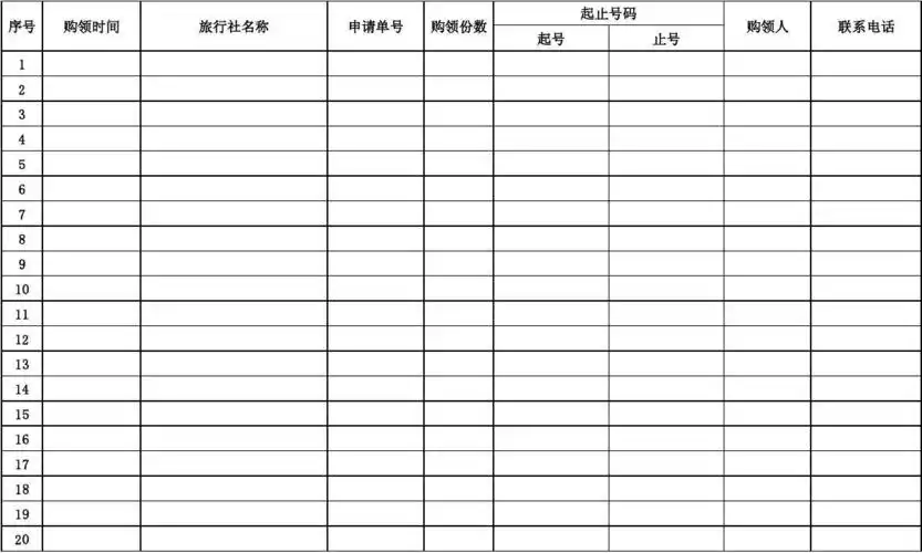 《海南省旅游统一行程表》管理登记表
