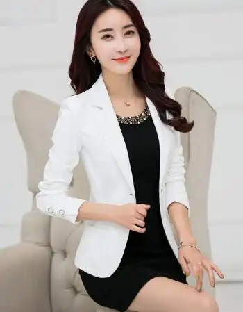 小西装女外套2018装韩版短款女装西服中长款休闲大码 白色 s