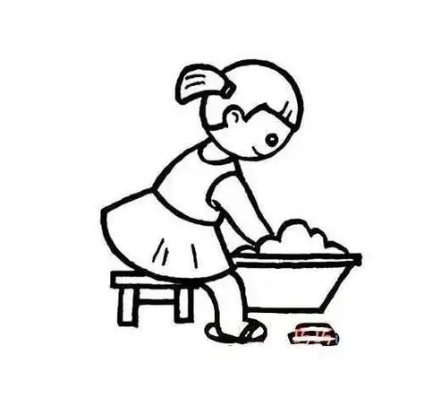 家务洗衣服的小女孩简笔画图片感恩母亲幼儿简笔画-我帮妈妈洗衣服老