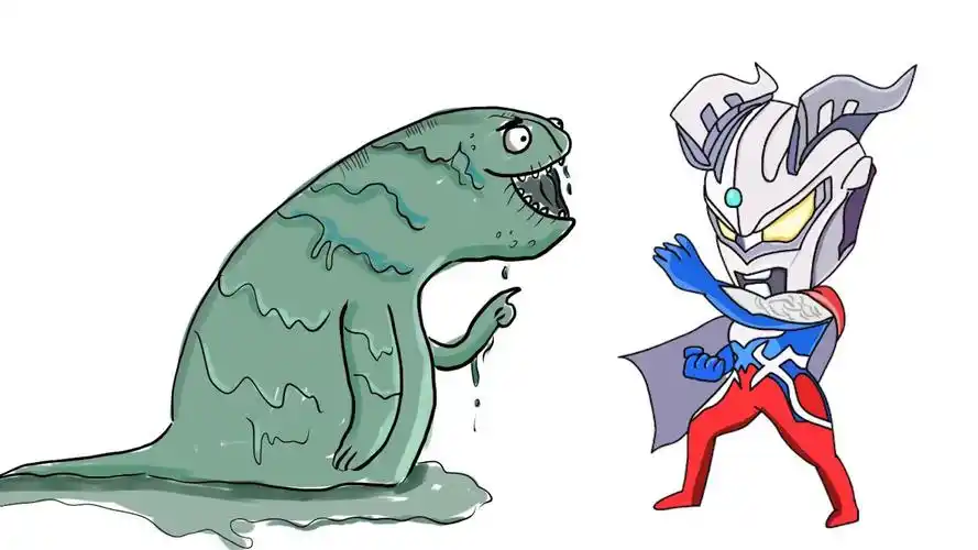 罗布奥特曼大战沼泽地里的怪兽卡通漫画