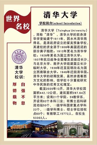 m769清华大学简介名校训墙贴纸教室装饰画图1353喷绘展板海报印制