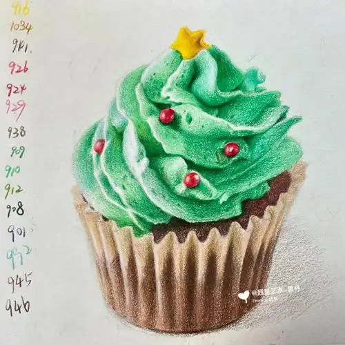 彩铅画圣诞蛋糕202201号