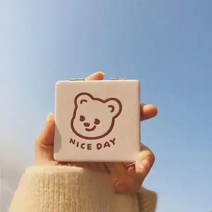 ins韩风可爱小熊便携折叠小镜子