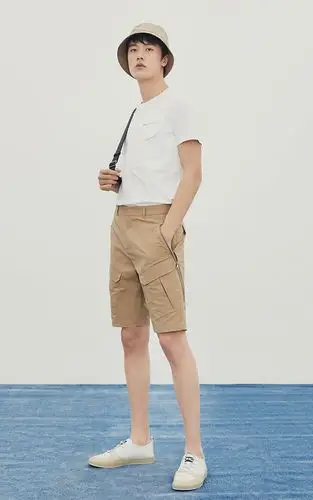 selected思莱德纯色拉链工装潮流男士五分休闲短裤s4202sh525 卡其色