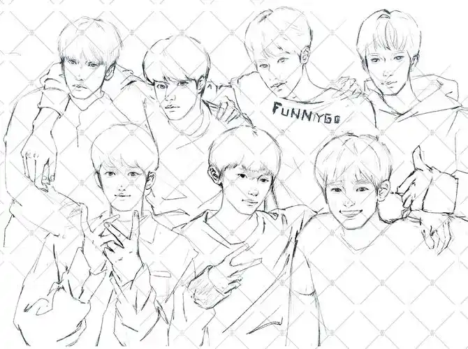 线稿|时代少年团|插画|创作习作|z691008645 - 原创作品 - 站酷