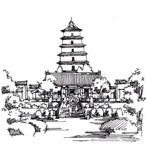 西安的特色建筑简笔画