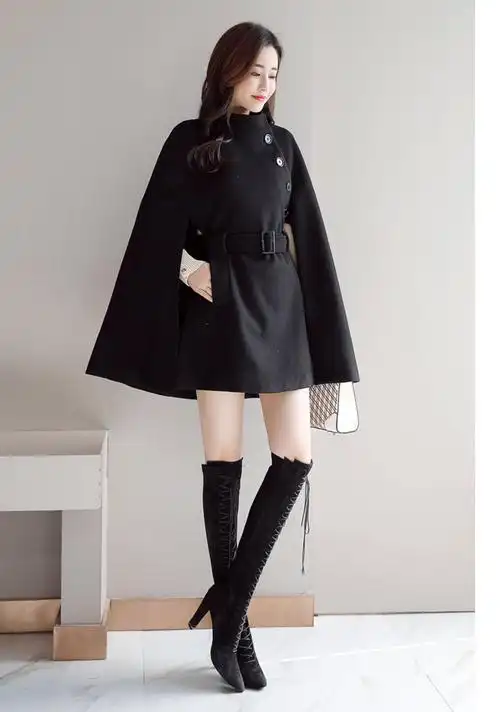 mirzamirror披肩斗篷外套女秋冬赫本风毛呢大衣2020年新款中长款呢子