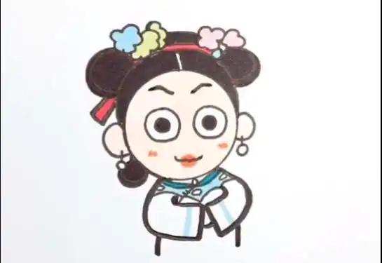 卡通小宫女的简笔画