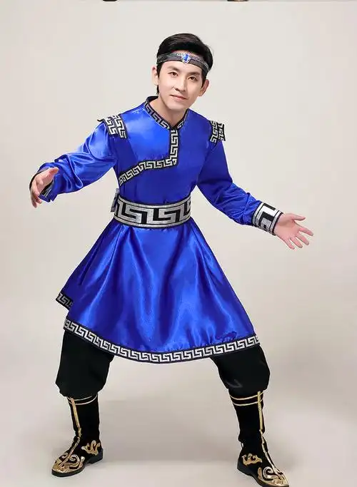 蒙古族服装男装夏季蒙古服装男士蒙古袍蒙古舞舞蹈马头琴演出草原风