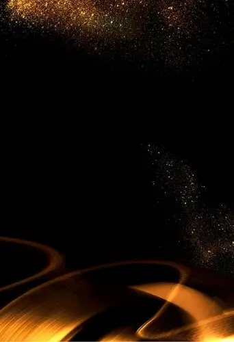 金色大气周年庆典海报 黑色光斑背景 金色碎屑 感恩周年庆