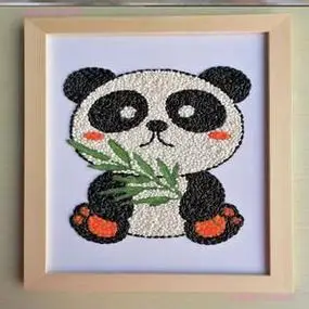 幼儿小学生手工diy创意制作五谷豆豆子粘贴画环保材料小动物熊猫