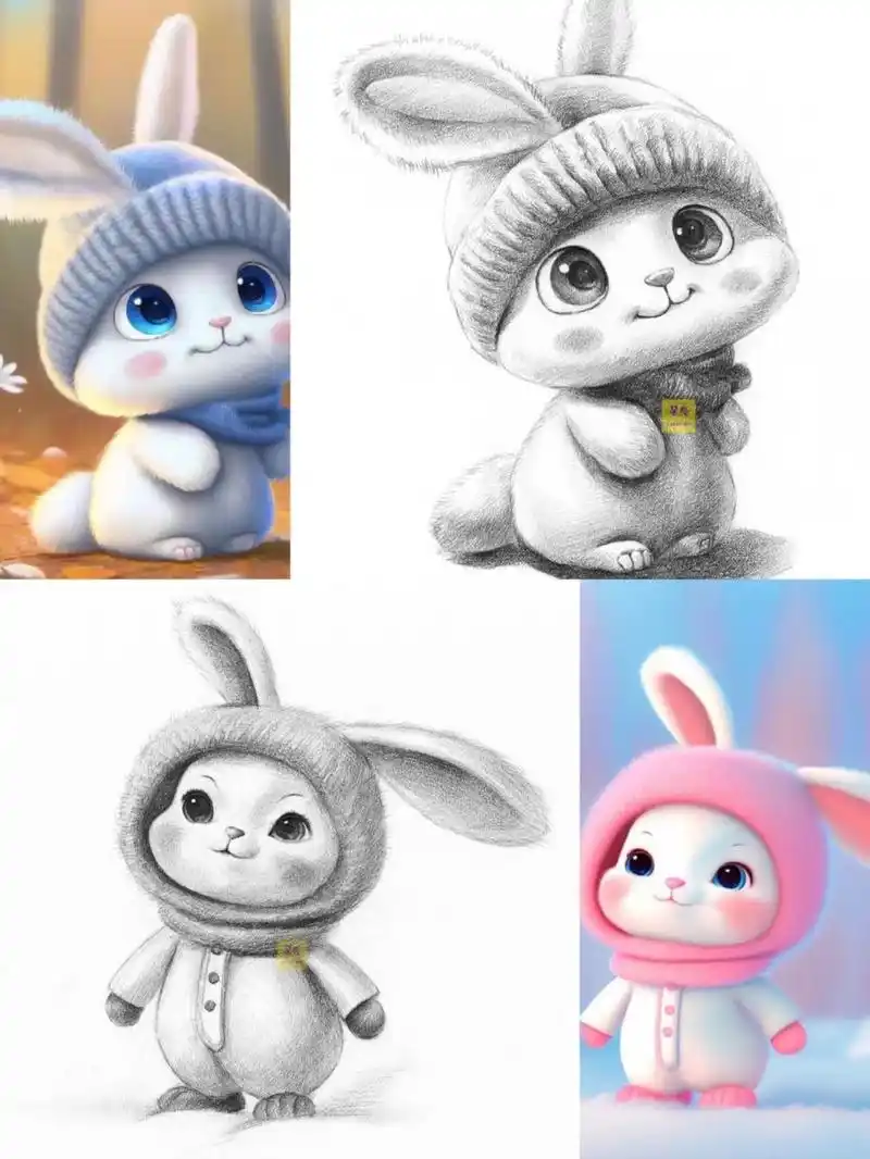 可爱的兔子绘画 兔年绘画