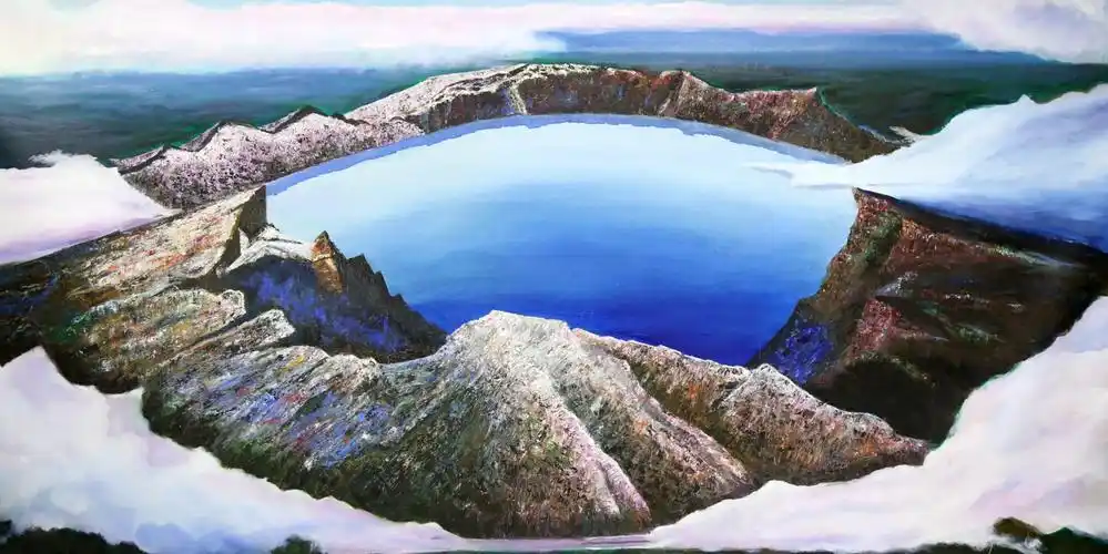 朝鲜油画天池一级画家