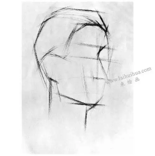 老年人头像结构素描画法步骤图示01