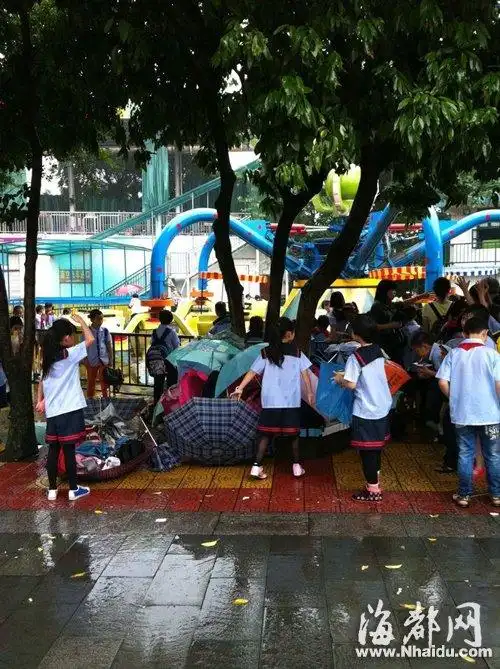 冒大雨组织学生春游?校方:被天气预报误导