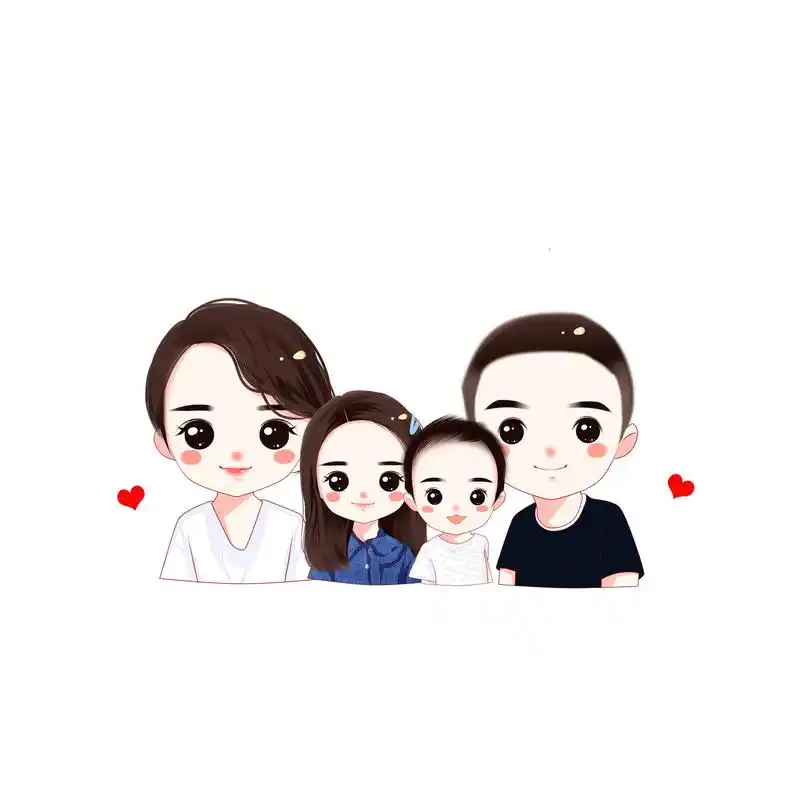 一家三口,四口之家漫画头像,个性头像设计