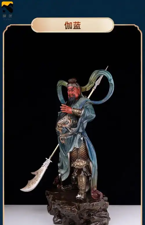 铜摆件《韦陀伽蓝》菩萨佛像家用供奉佛堂门神像寺庙 伽蓝「68cm」