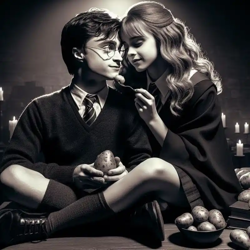 如果哈利波特与赫敏共享美味的南方小土豆,甜美爱情让人羡慕,罗恩该