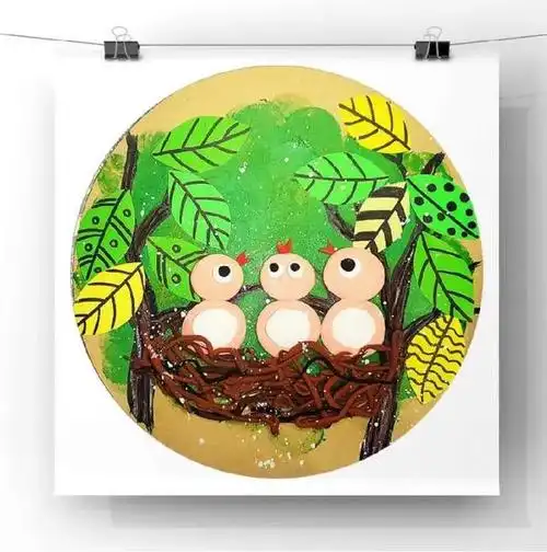 1一9岁儿童画,1一9岁儿童画小兔子(16幅老师的范画作品.油画棒风景画)