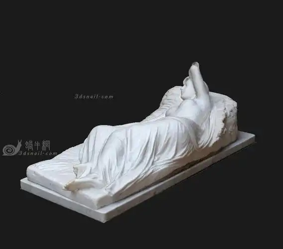 沉睡少女,躺着的裸女,女人体床石膏像雕像青铜像雕塑 - 雕塑3d模型