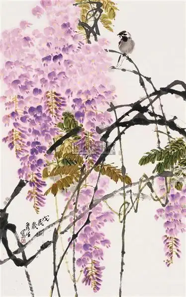 紫藤花开 立轴 设色纸本-周彦生-中国书画-2010海外回流艺术品专场