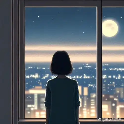 一个1819岁的女孩站在窗前遥望星空好思念他