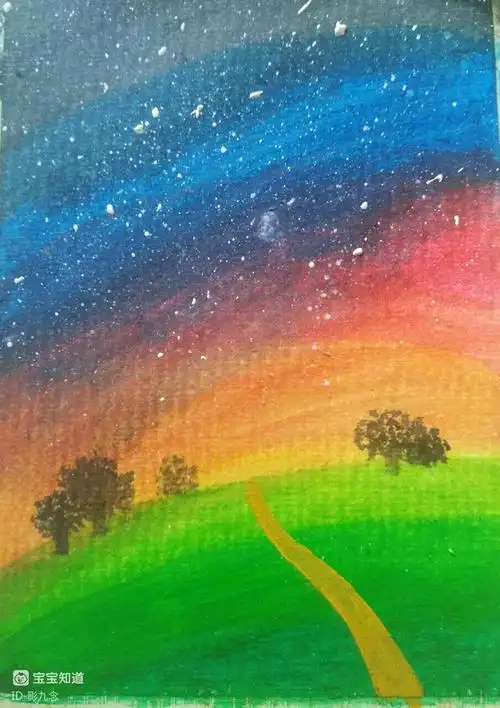 绘画比拼超唯美的夜色星空图这幅画画出了我最近的最高水平