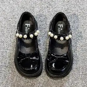 女童鞋子2022新款夏季儿童运动黑色公主皮鞋夏款小女孩防滑演出鞋