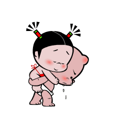 可爱萌娃小孩萌萌哒肚兜娃娃累gif动图_动态图_表情包下载_soogif